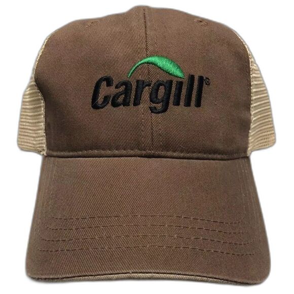 Cargill Hat Cap Mens Tan Brown Mesh Trucker Hook Loop Est 1865 Agribusiness